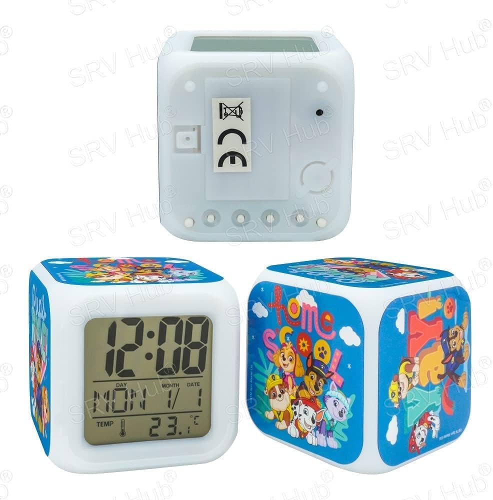 Paw Patrol 8cm Colour Changing Night Light Alarm Clock