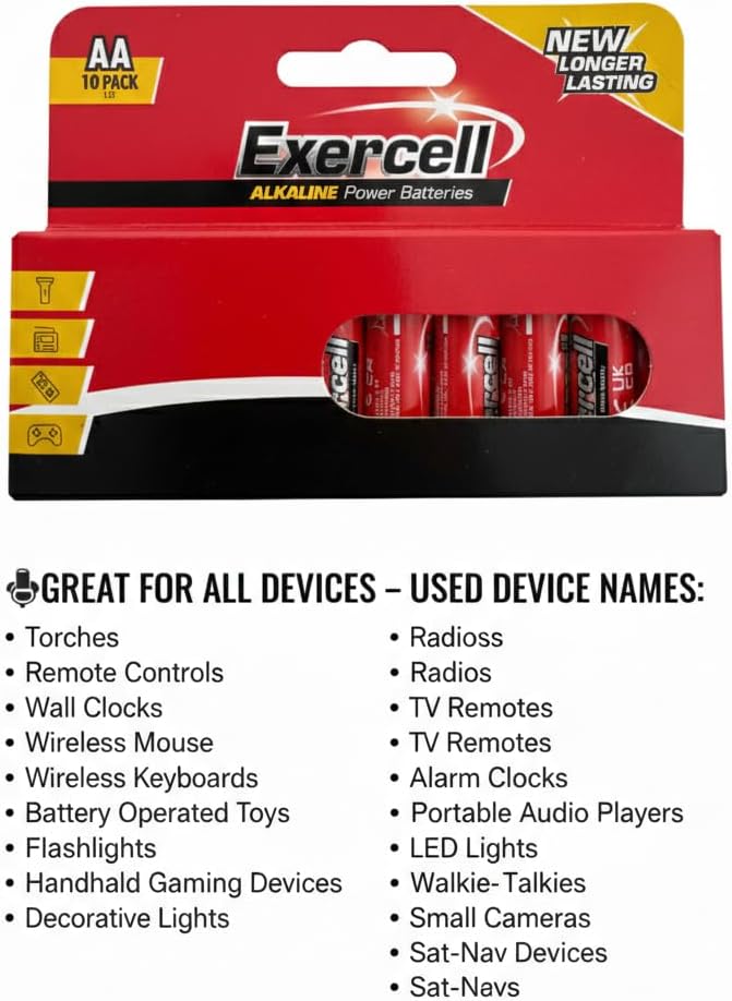 10Pk Supercharged AA Alkaline Batteries – 1.5V