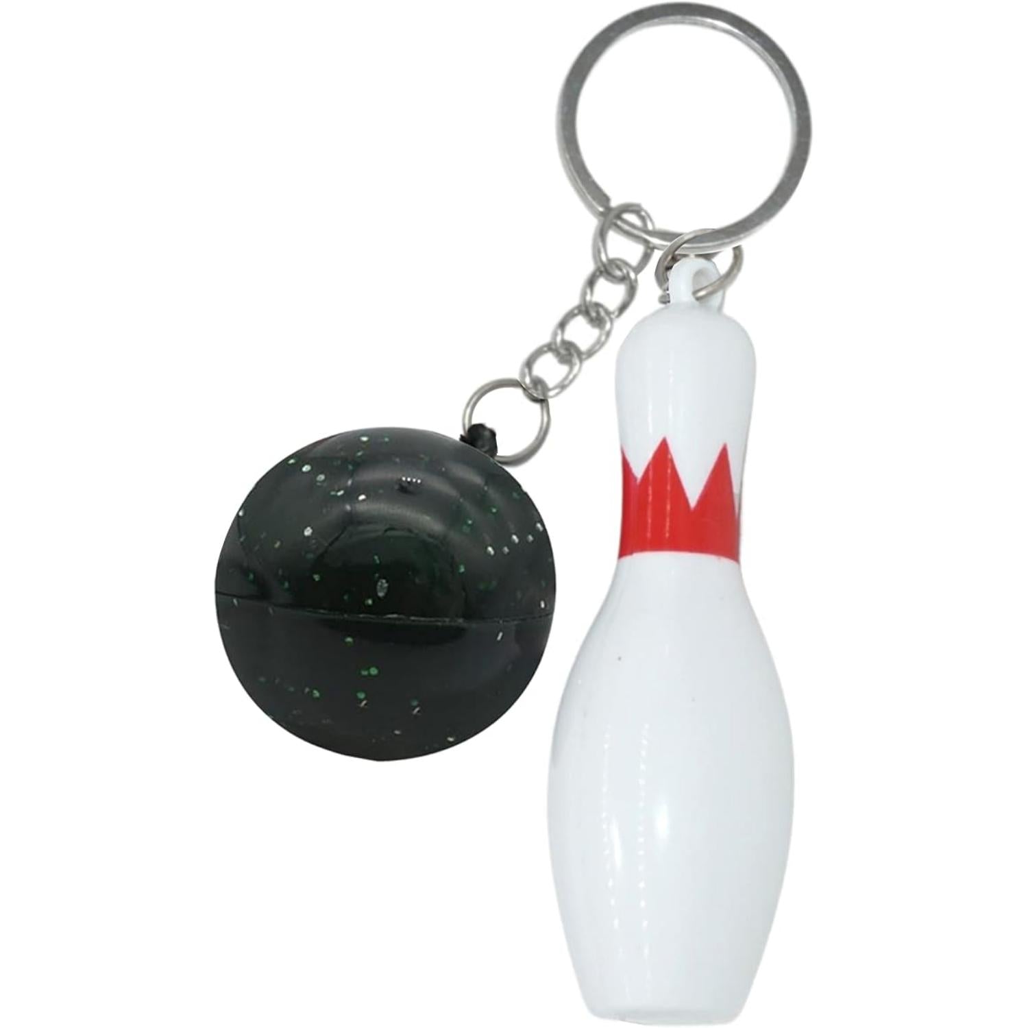 Bowling Pin Attached Ball Keyring - Assorted