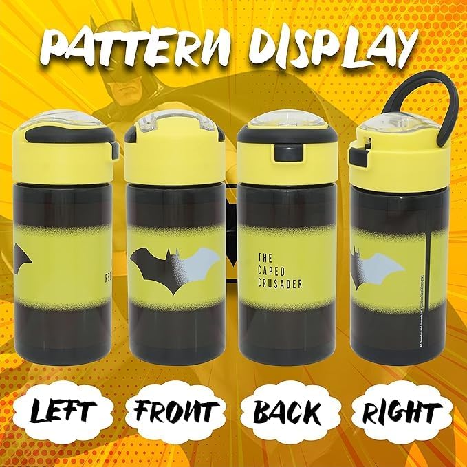 Batman Kids Licensed Flip Up Straw Supra Water Bottle 532ML – view 6