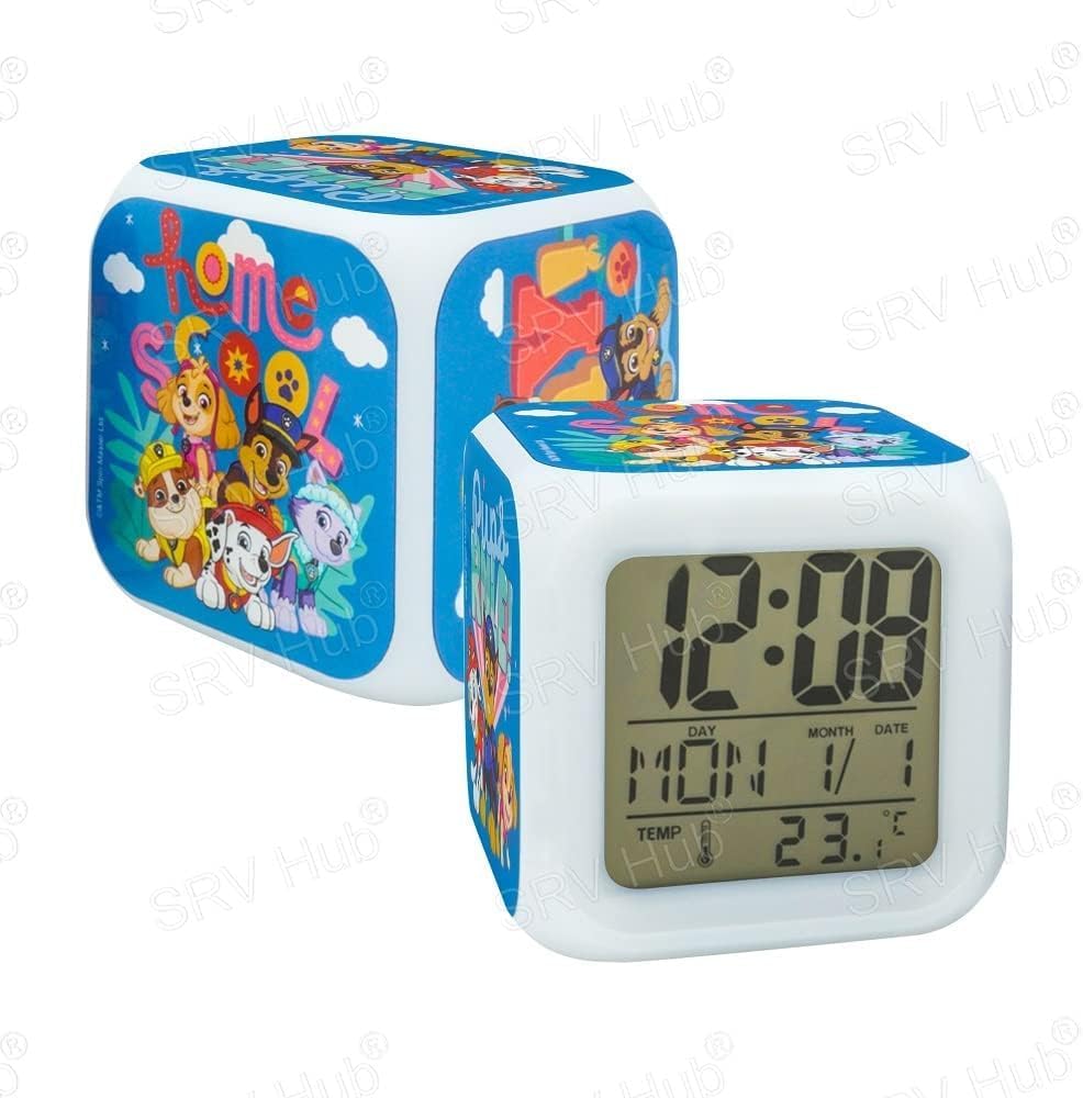 Paw Patrol 8cm Colour Changing Night Light Alarm Clock