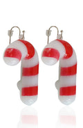 Flashing Christmas Earrings Candy Cane 2 Pack
