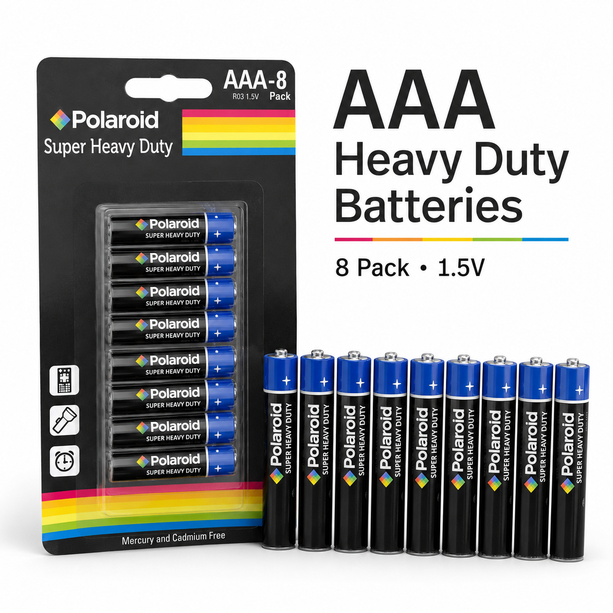 8Pk Polaroid AAA Super Charged Batteries
