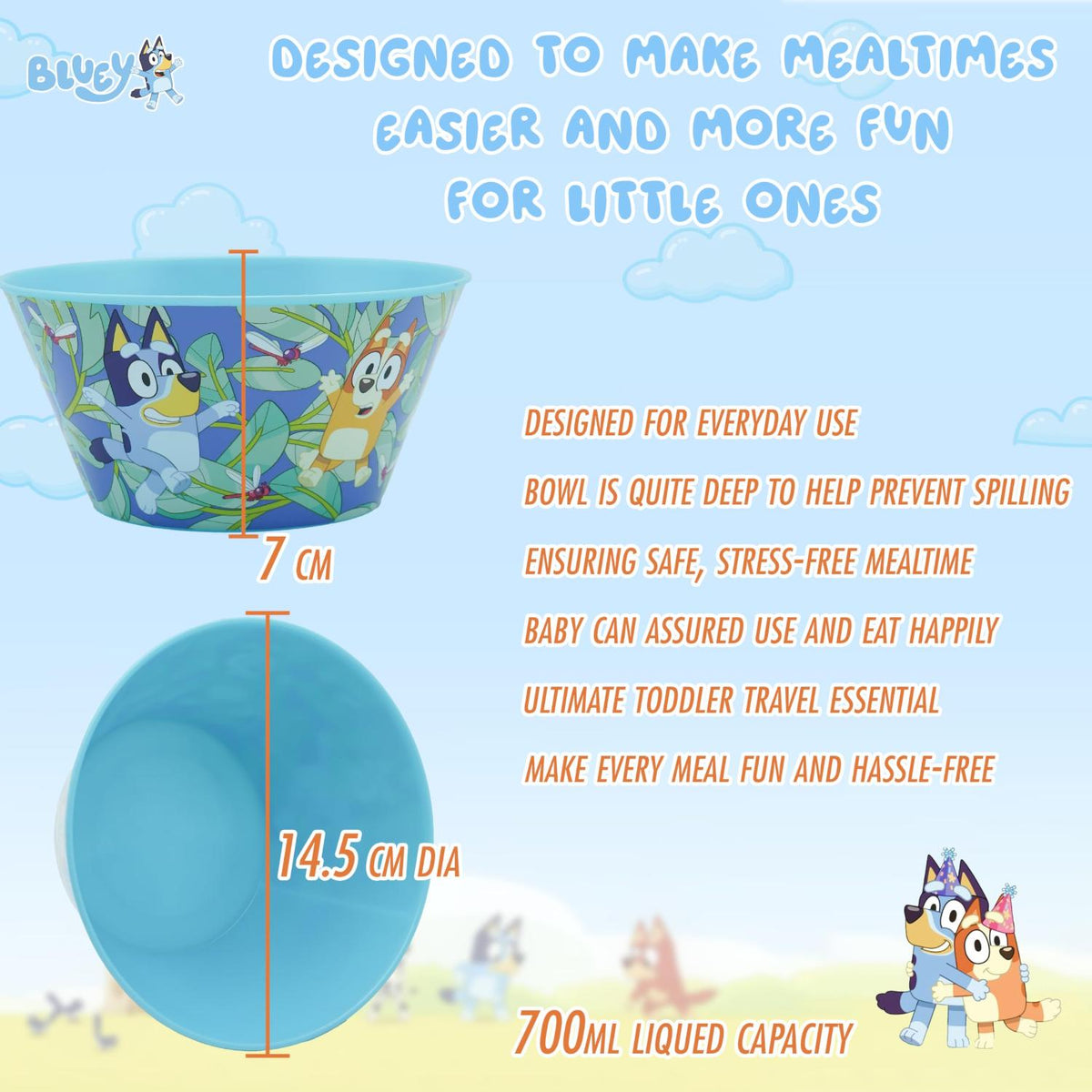 Bluey Kids Licensed Reusable Plastic Snack Bowl 700ml – view 2