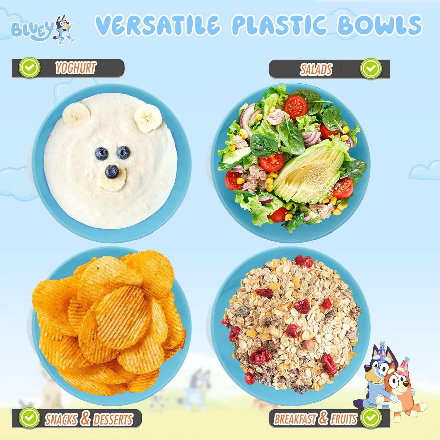 Kids 700ml BPA-Free Plastic Bowl Deep Reusable Snack & Cereal Bowl