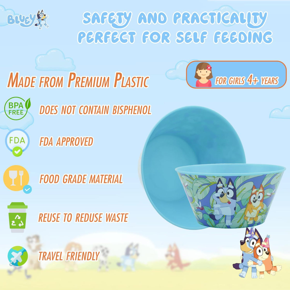 Bluey Kids Licensed Reusable Plastic Snack Bowl 700ml – view 6