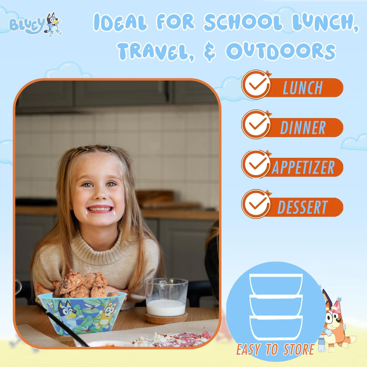 Bluey Kids Licensed Reusable Plastic Snack Bowl 700ml – view 8