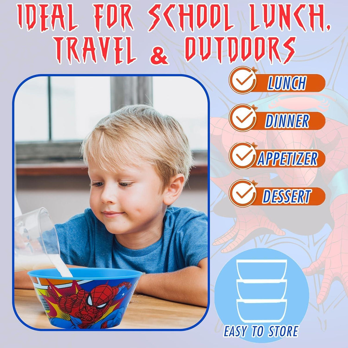 Spider-Man Kids Licensed Reusable Plastic Snack Bowl 700ml – view 3