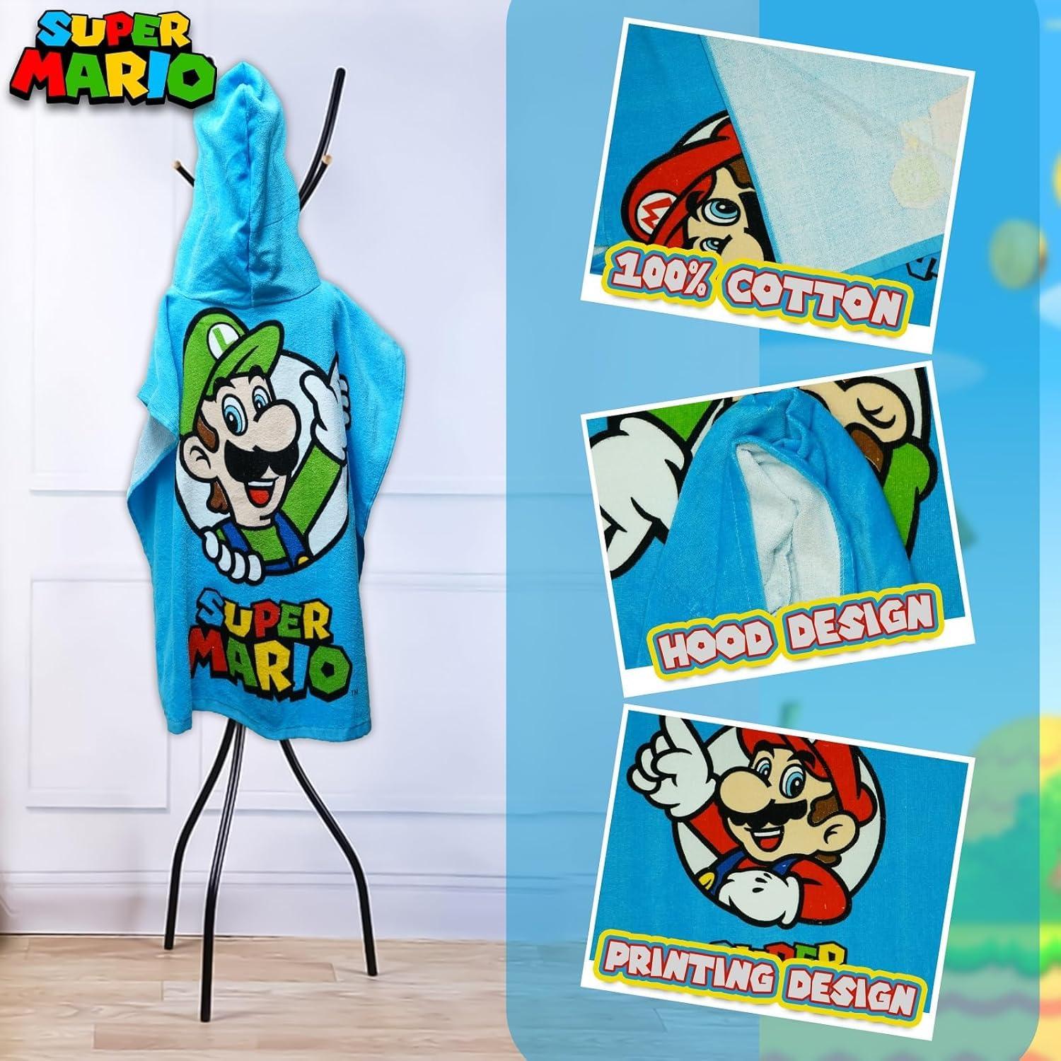 Kids Hooded Towel Poncho Cotton 120cm - Assorted