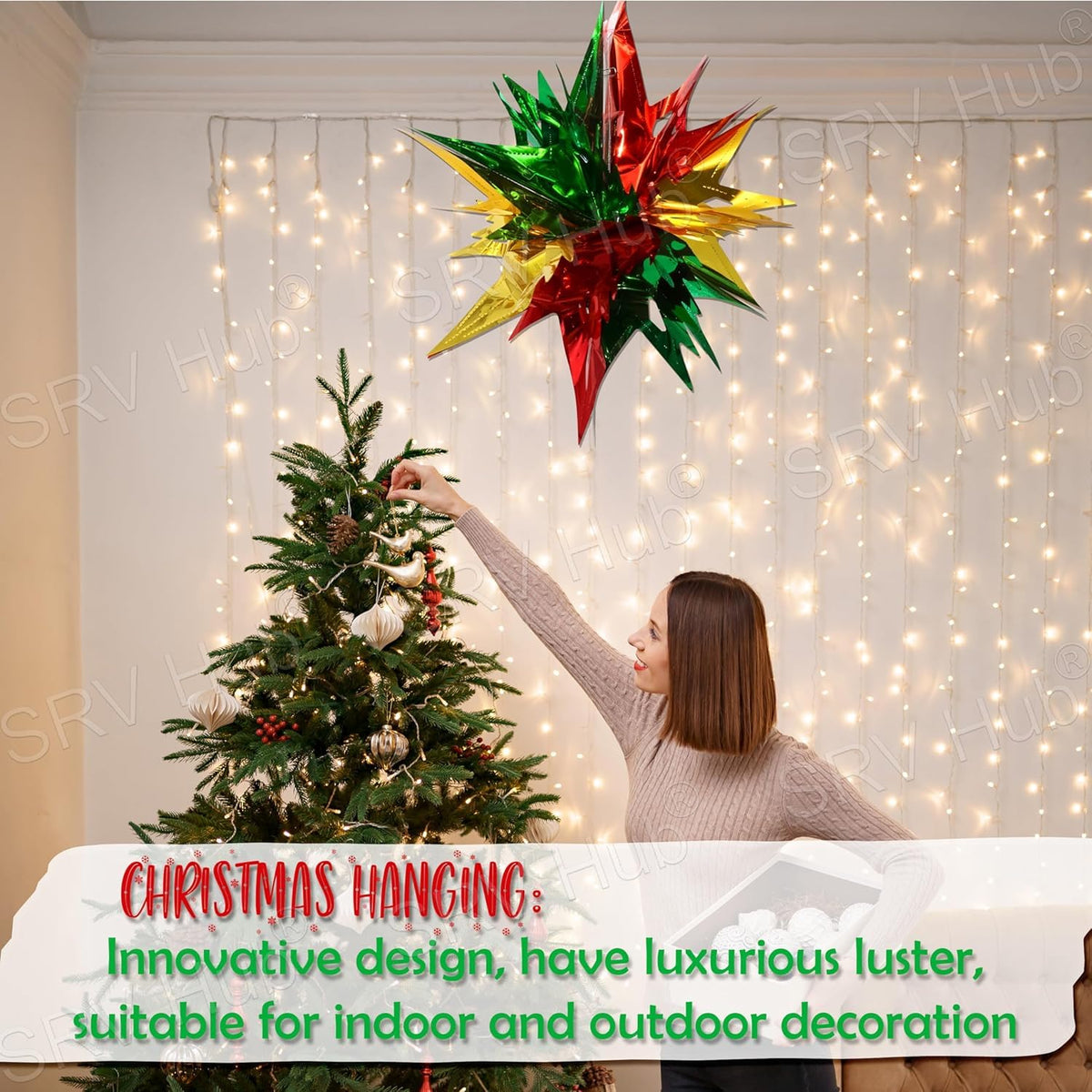60cm Starburst Christmas Foil Hanging Decorations