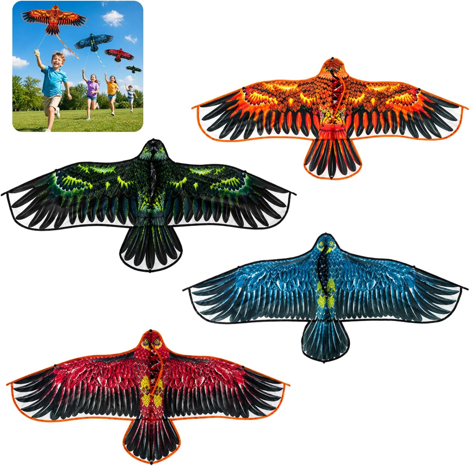 1.2m x 60cm Flying Eagle Kite with 30m String 1x Random