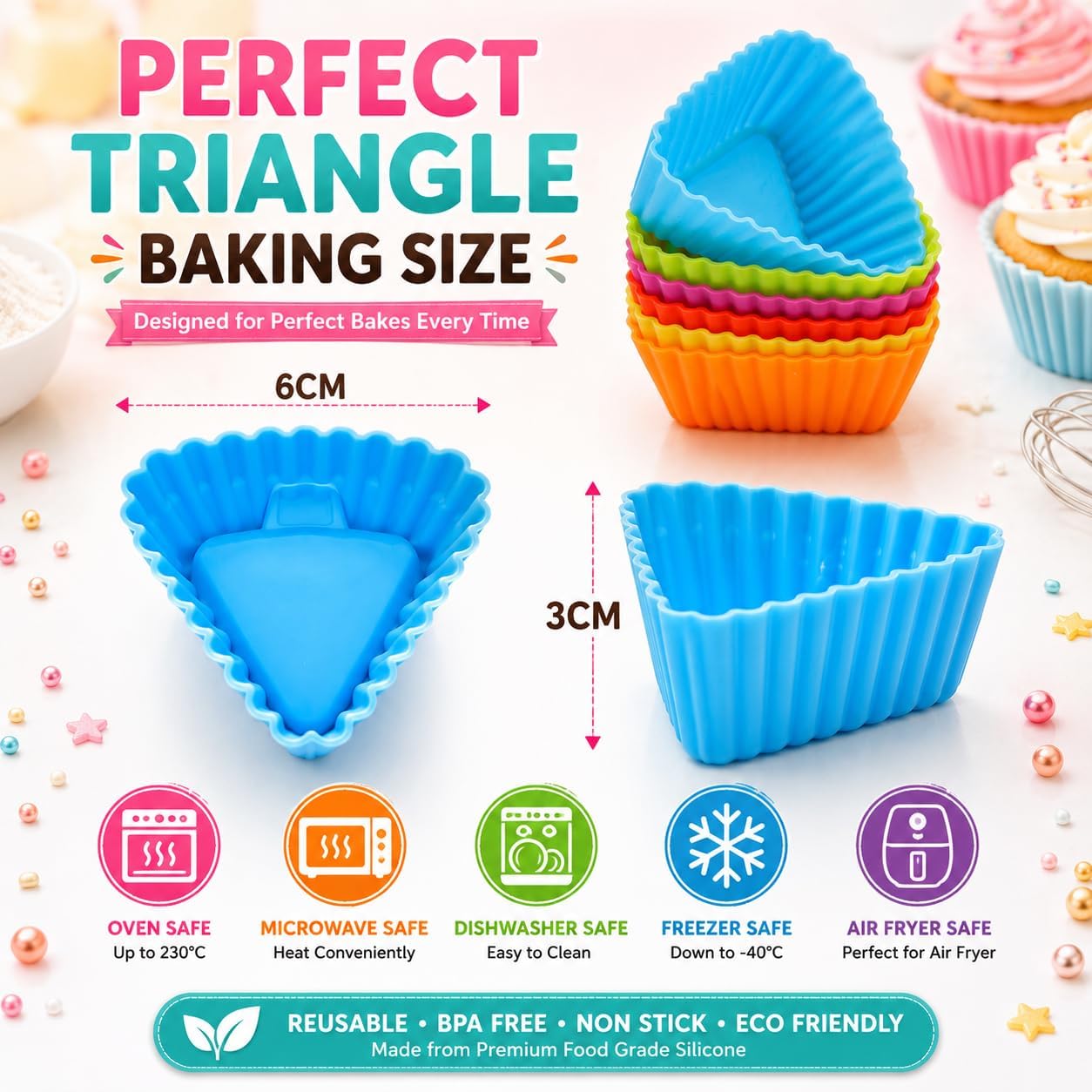 6cm Triangle Silicone Baking Moulds