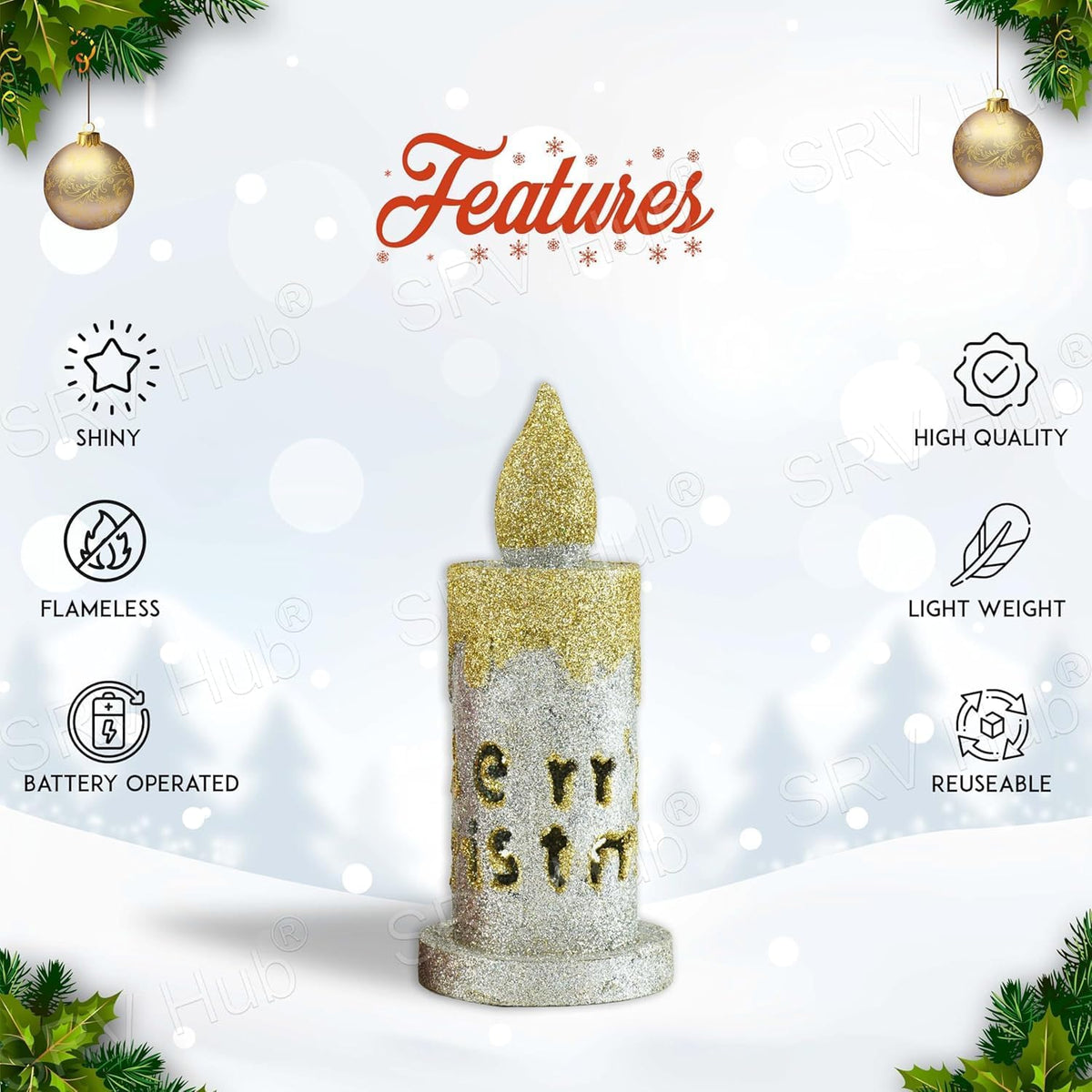Church Christmas Ornaments Candles 17cm
