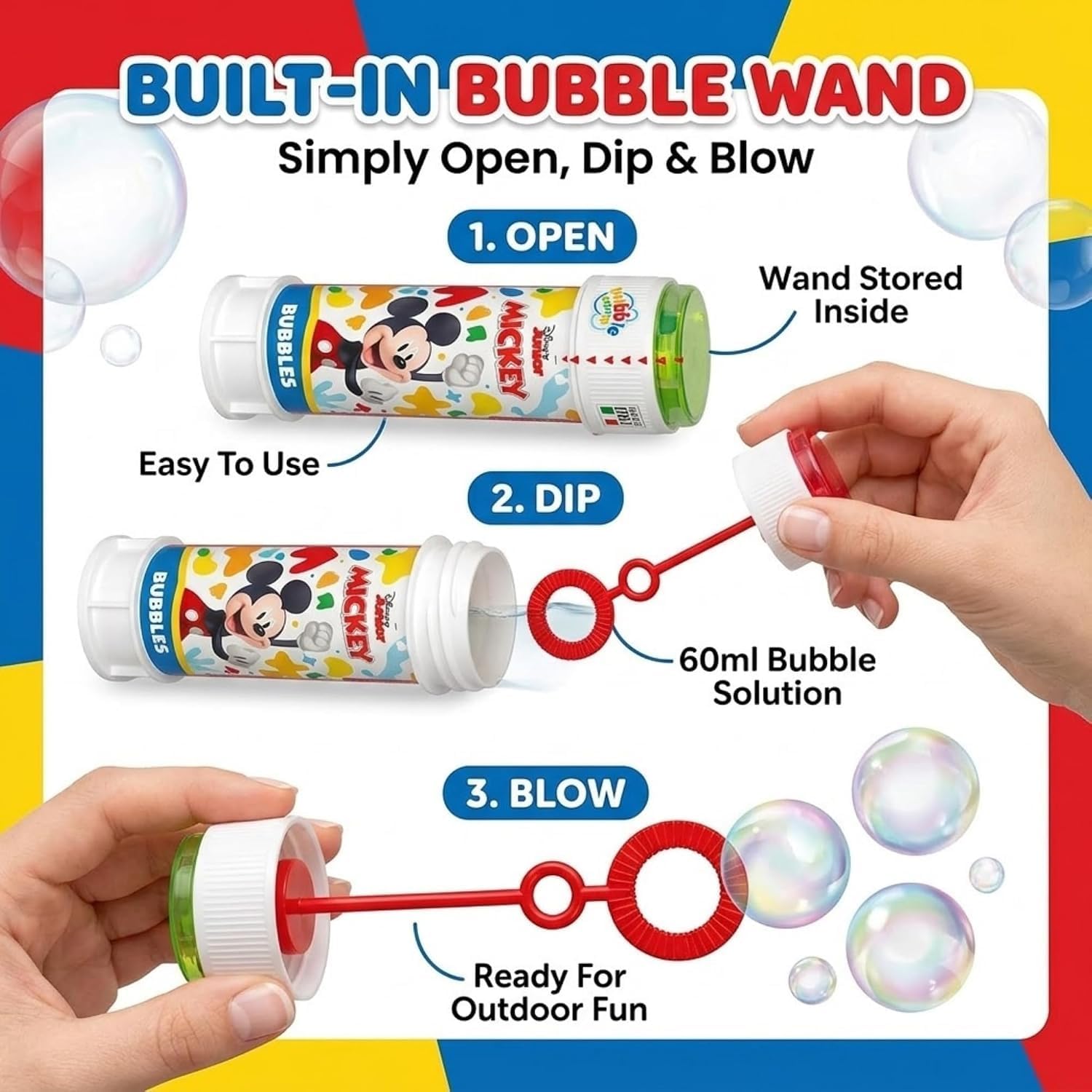 Mickey Mouse 12Pcs Bubble Tubes with Wand