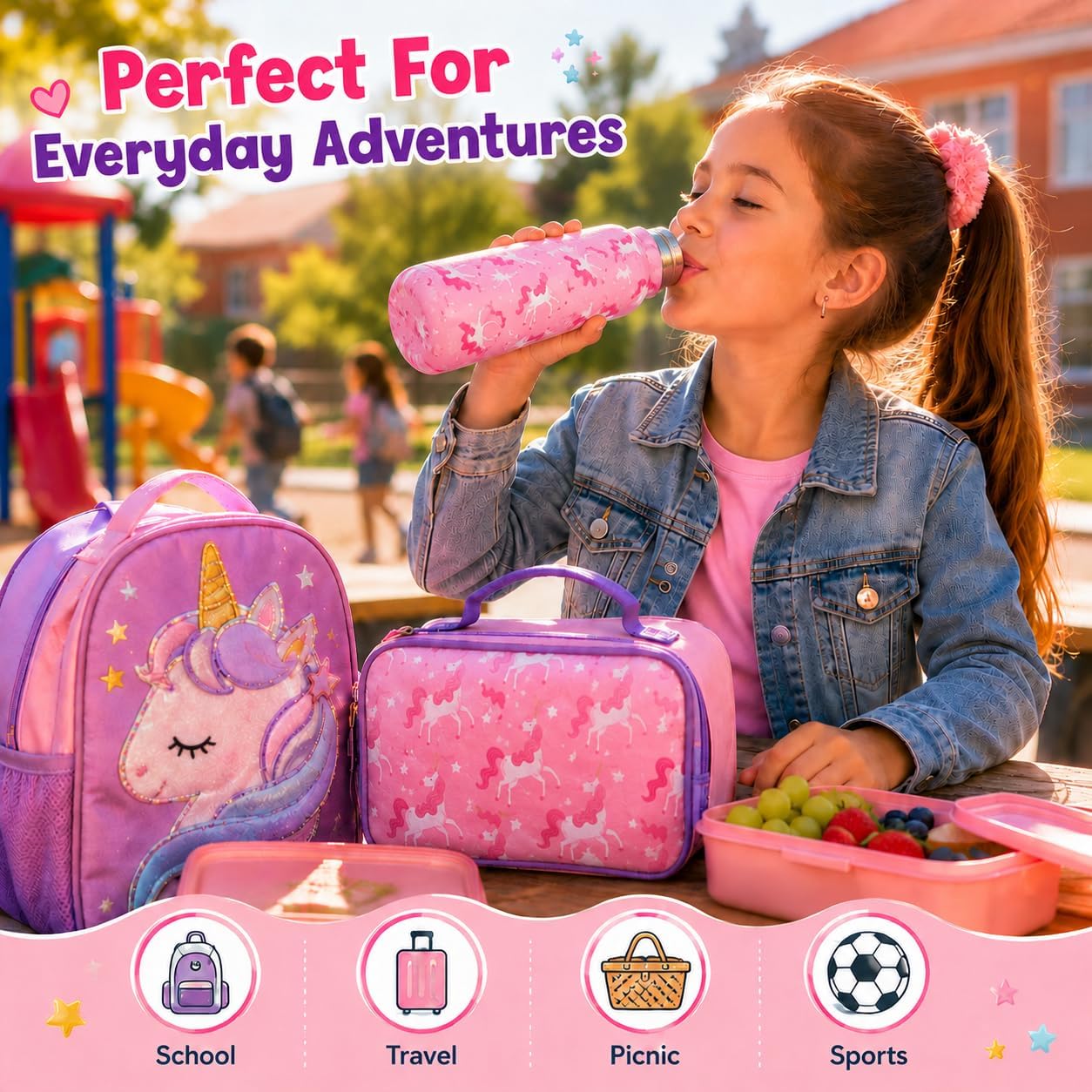 350ml Girls Insulated Metal Water Bottle