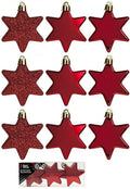 Red Christmas Tree Ornaments - Star(9pk6cm)