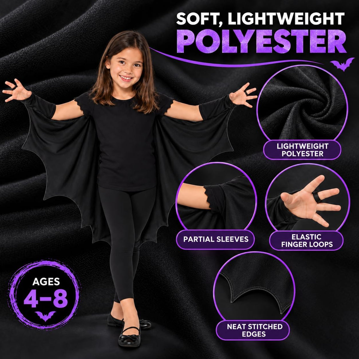 Halloween Children’s Black Bat Cape 74cm