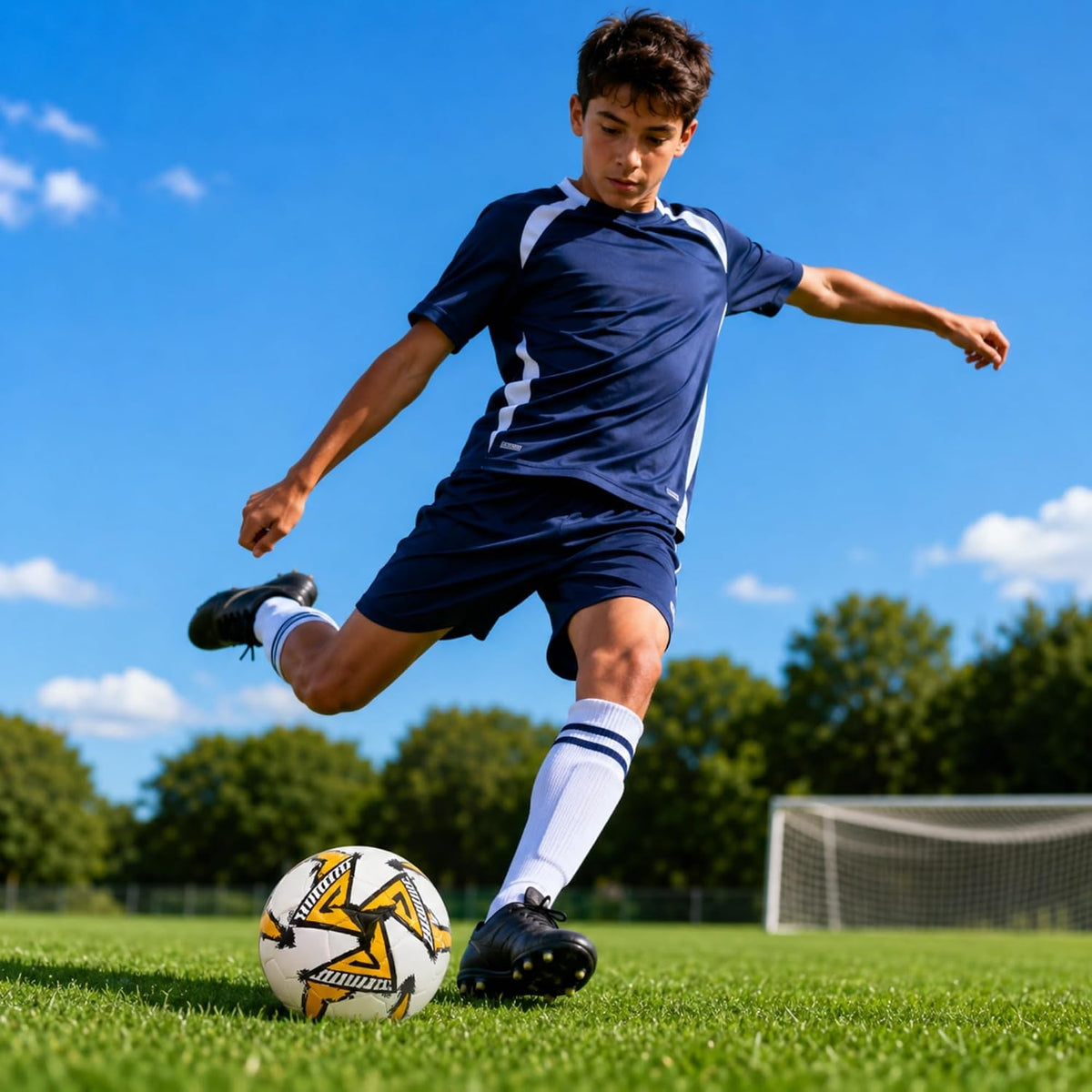 32-Panel Inflatable Football Size 5 - White Yellow