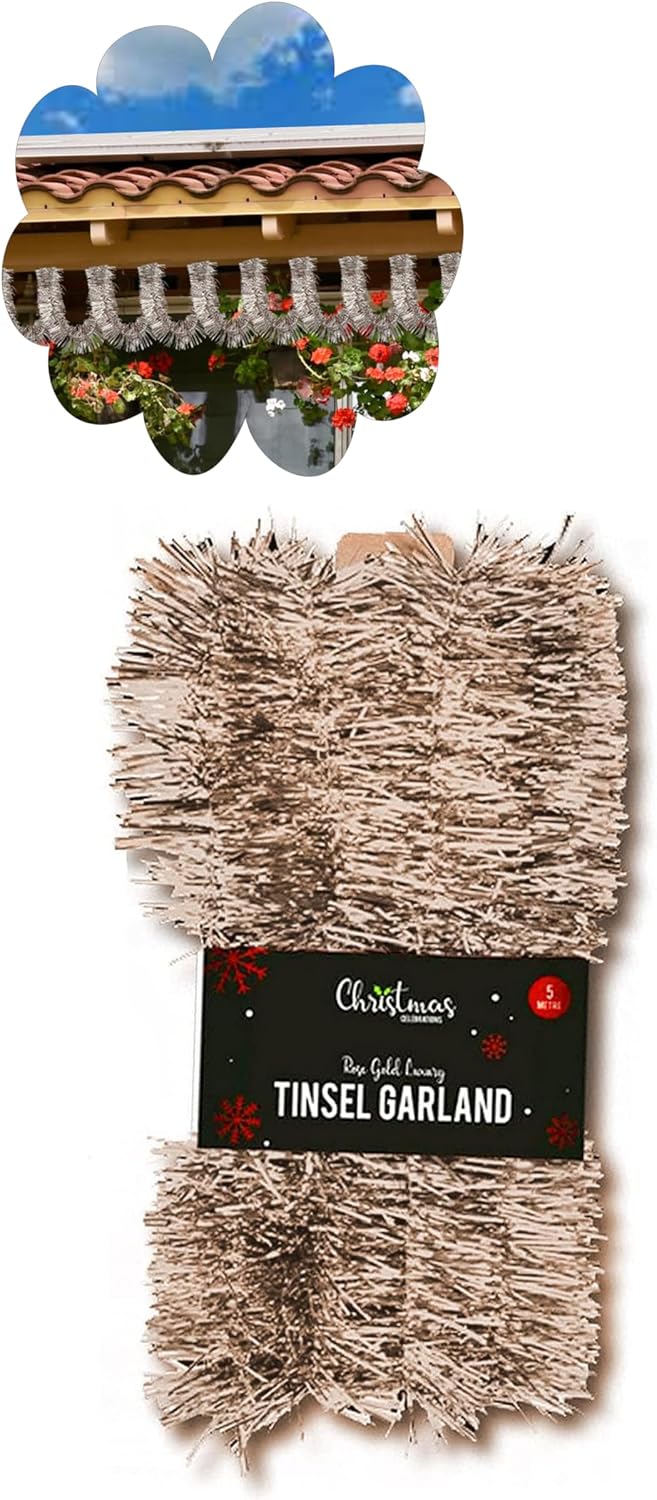 Rosegold Christmas Tinsel Garland 5m (16ft)