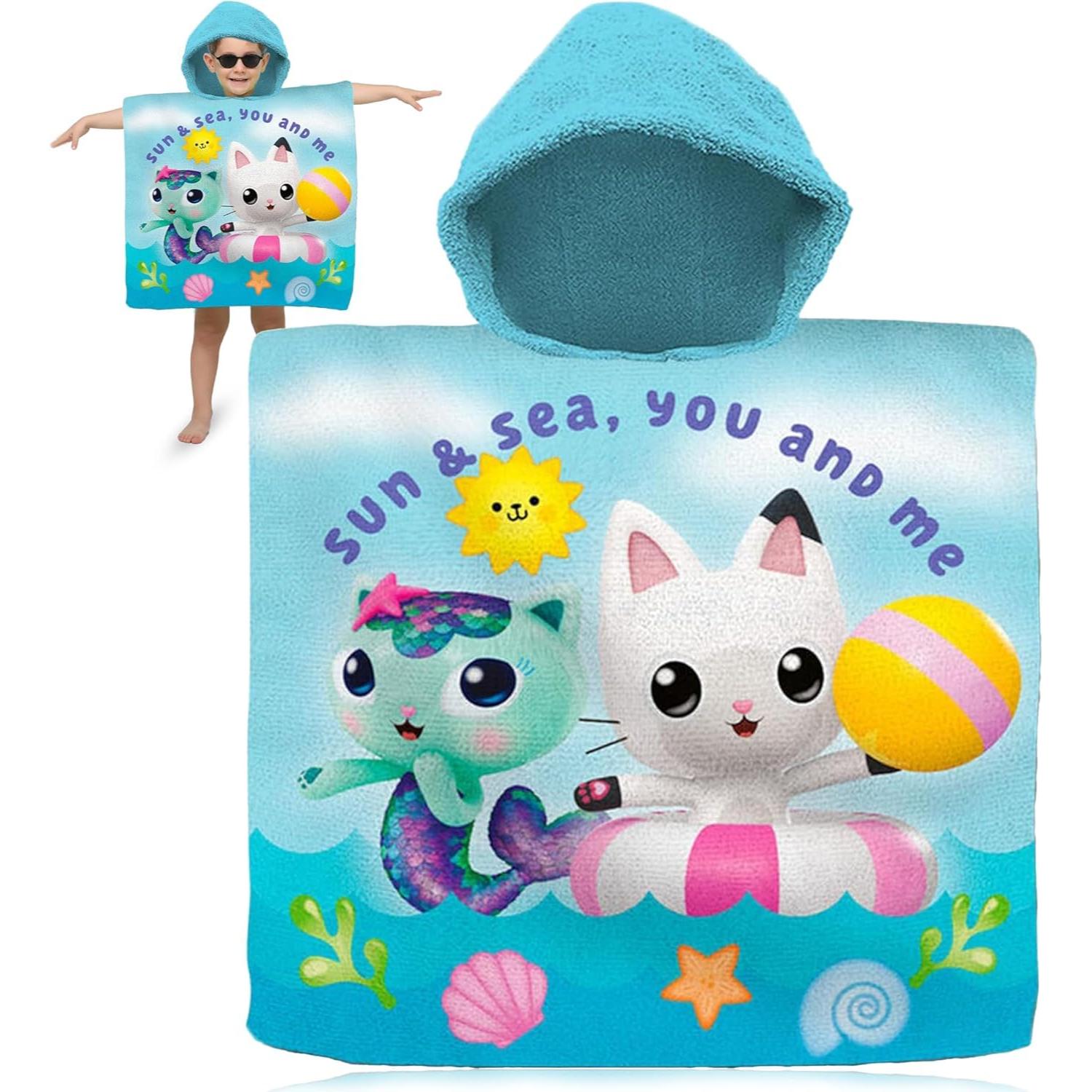 Kids Hooded Towel Poncho Cotton 120cm - Assorted