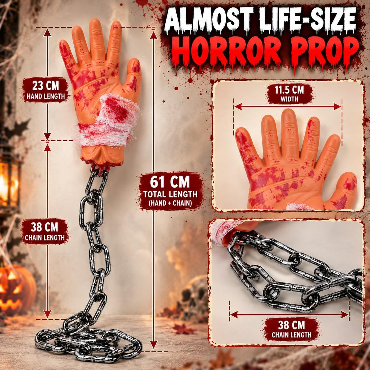 Halloween Severed Hand Decoration with Plastic chain