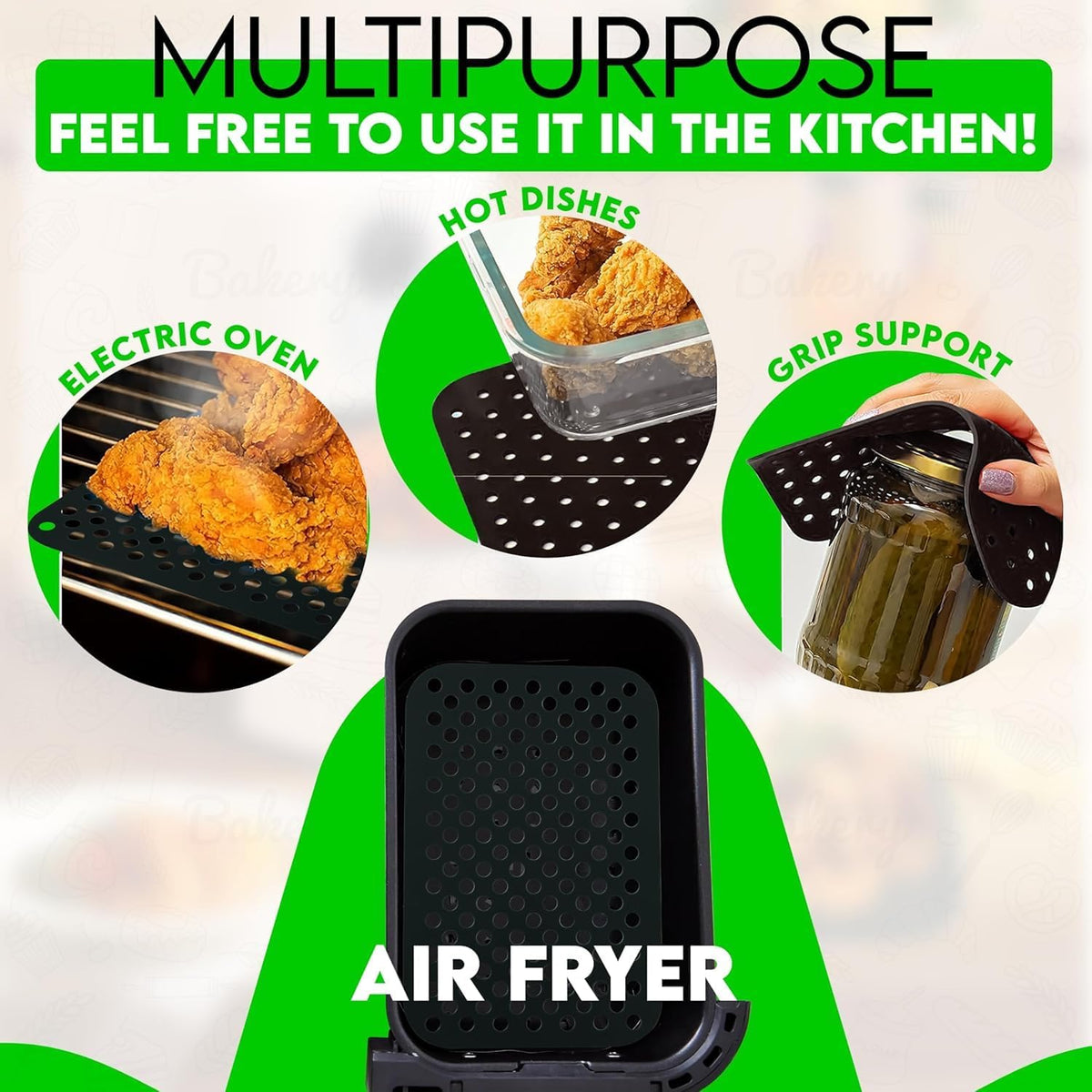 Silicone Air Fryer Mats 20cm Rectangle - 2Pcs – view 7