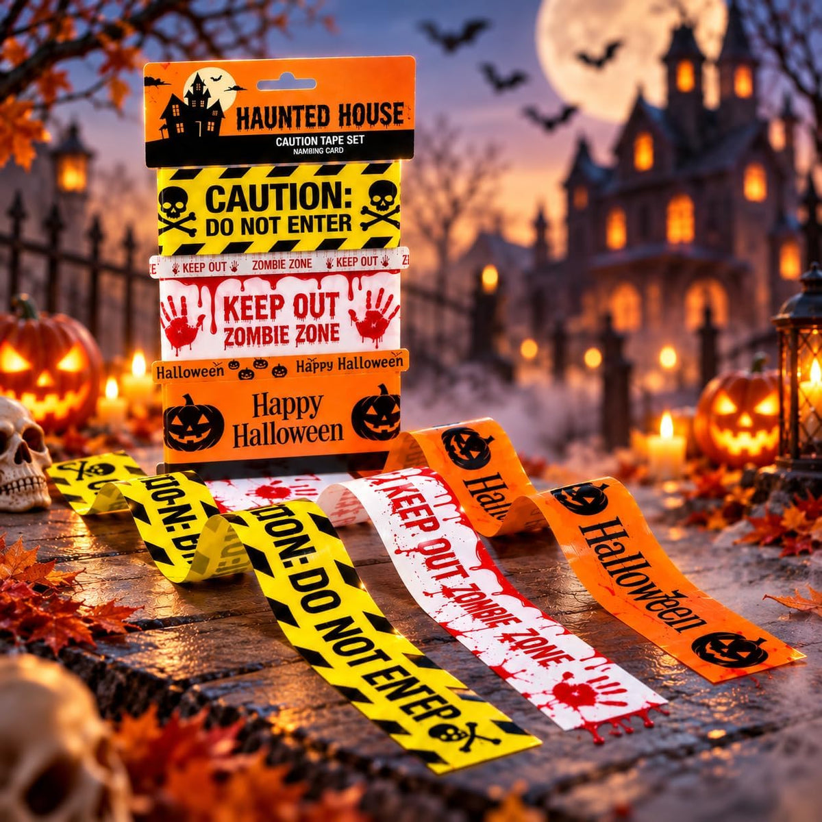 Halloween Fright Caution Tapes 3M x 6.5CM Each Spooky Party Decoration