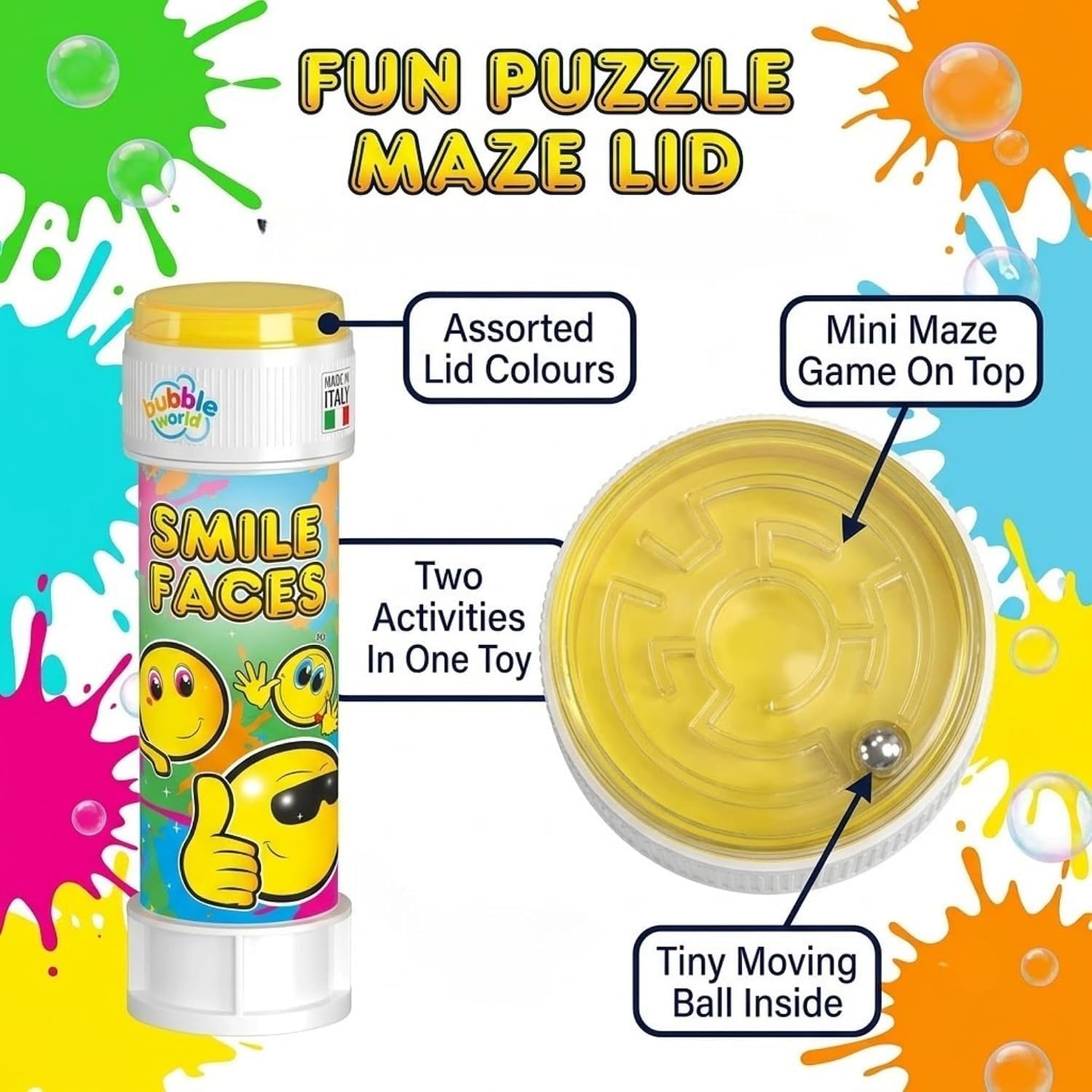 Smile Faces 12Pcs Bubble Tubes with Wand