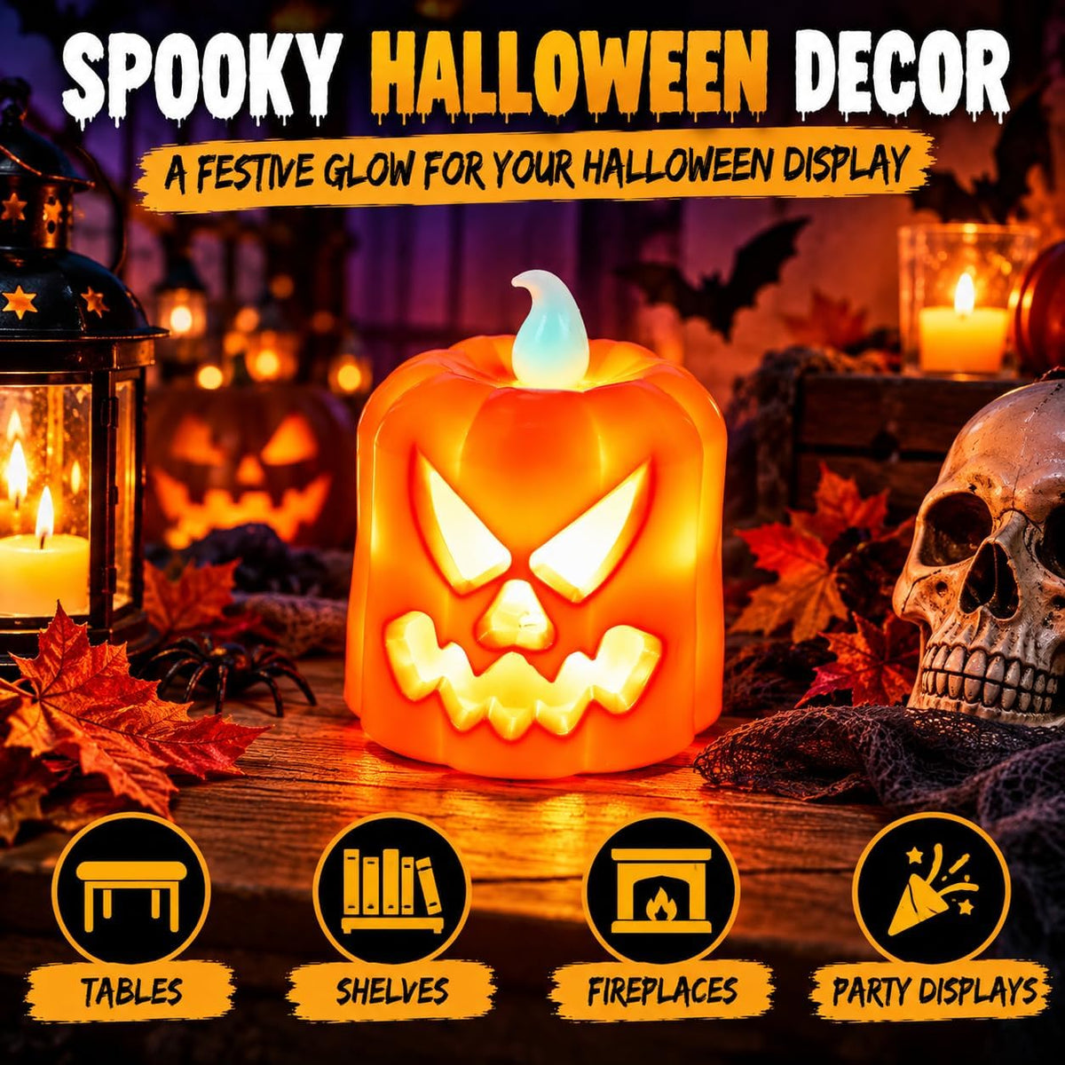Halloween Pumpkin LED Candle Light 7cm