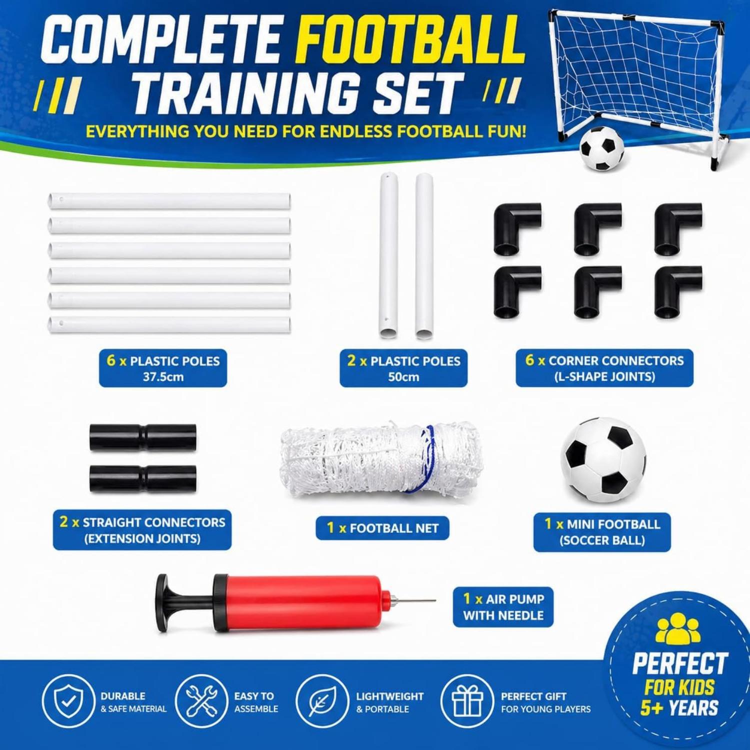 Mini Soccer Goals for Kids with Net Ball Pump