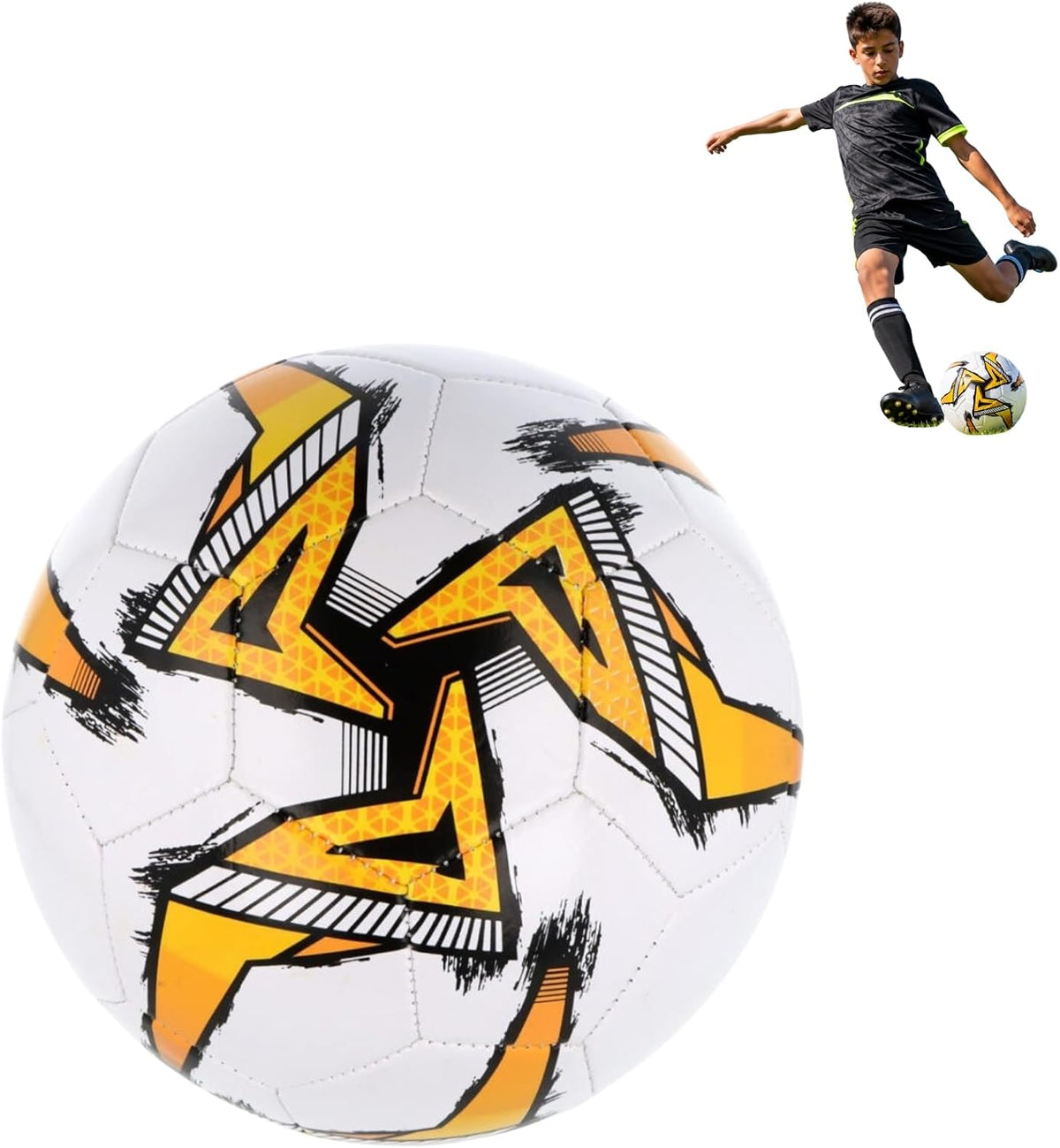 32-Panel Football Size 5 – Deflated Training & Match Ball - White Base -Yellow