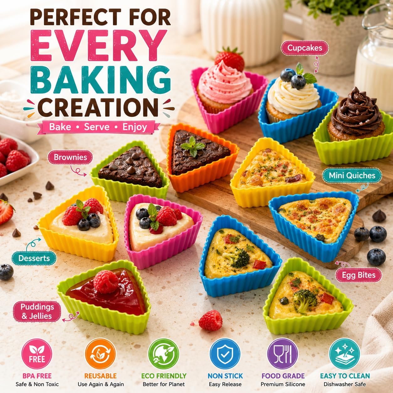 6cm Triangle Silicone Baking Moulds