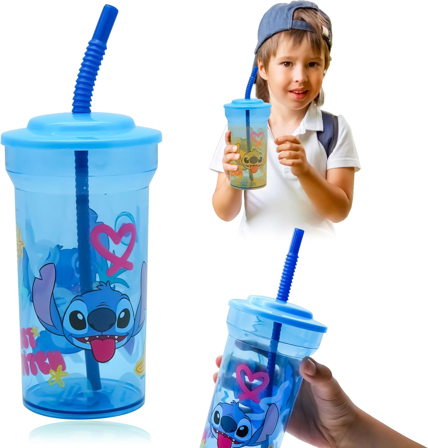 Kids Water Tumbler with Straw, 460ml