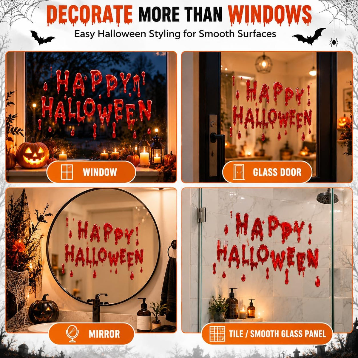 26Pcs Halloween Window Gel Clings