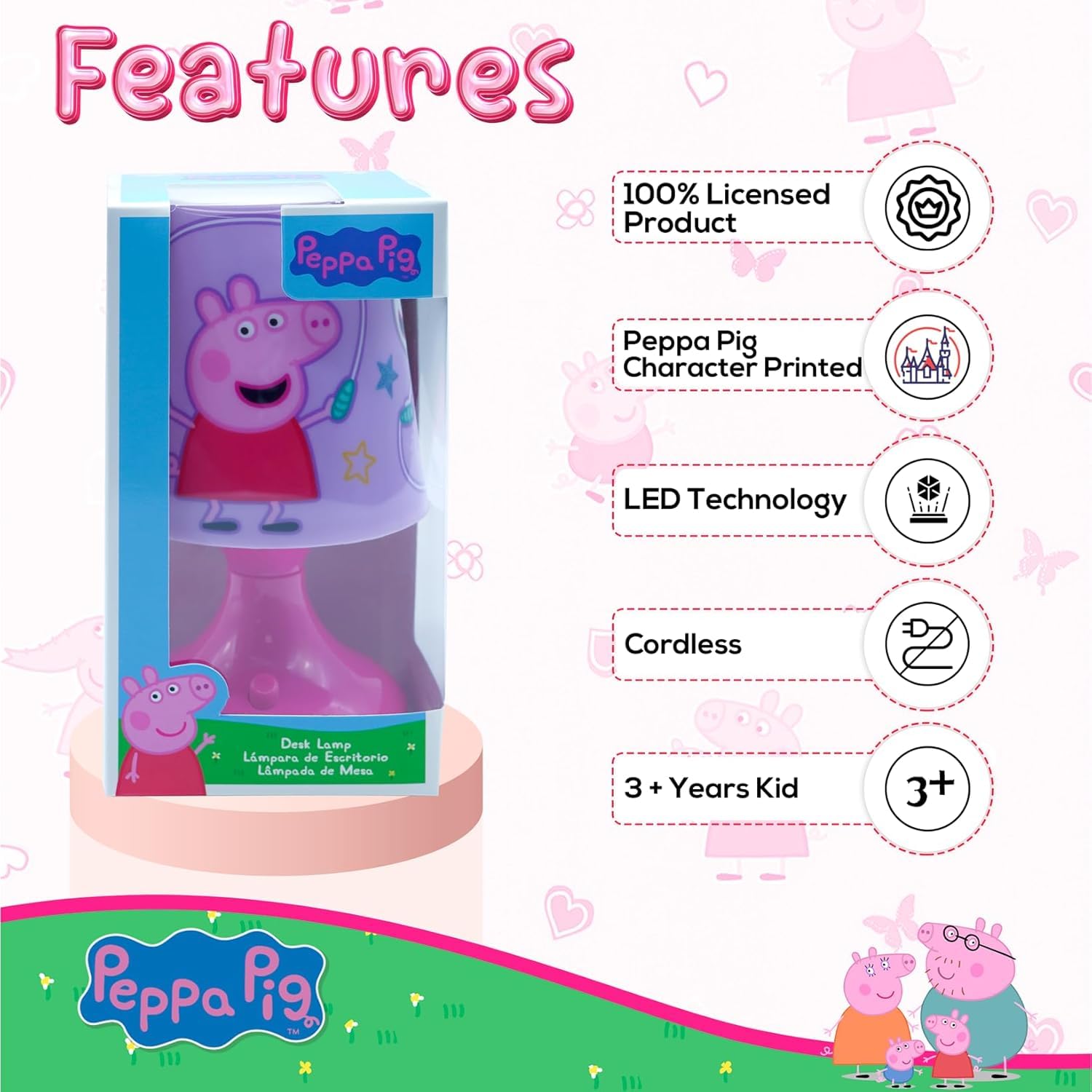 Table Lamp Battery Powered Bedside Lamp for Kids