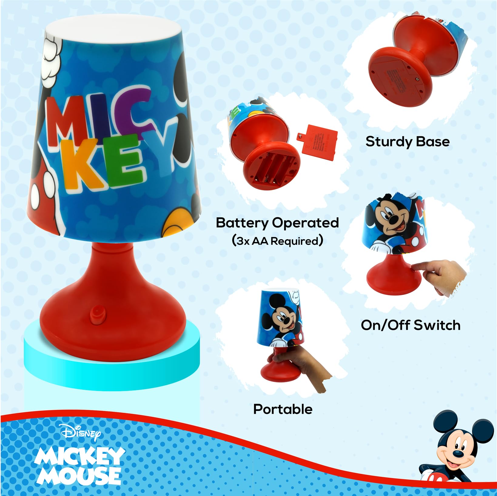Table Lamp Battery Powered Bedside Lamp for Kids