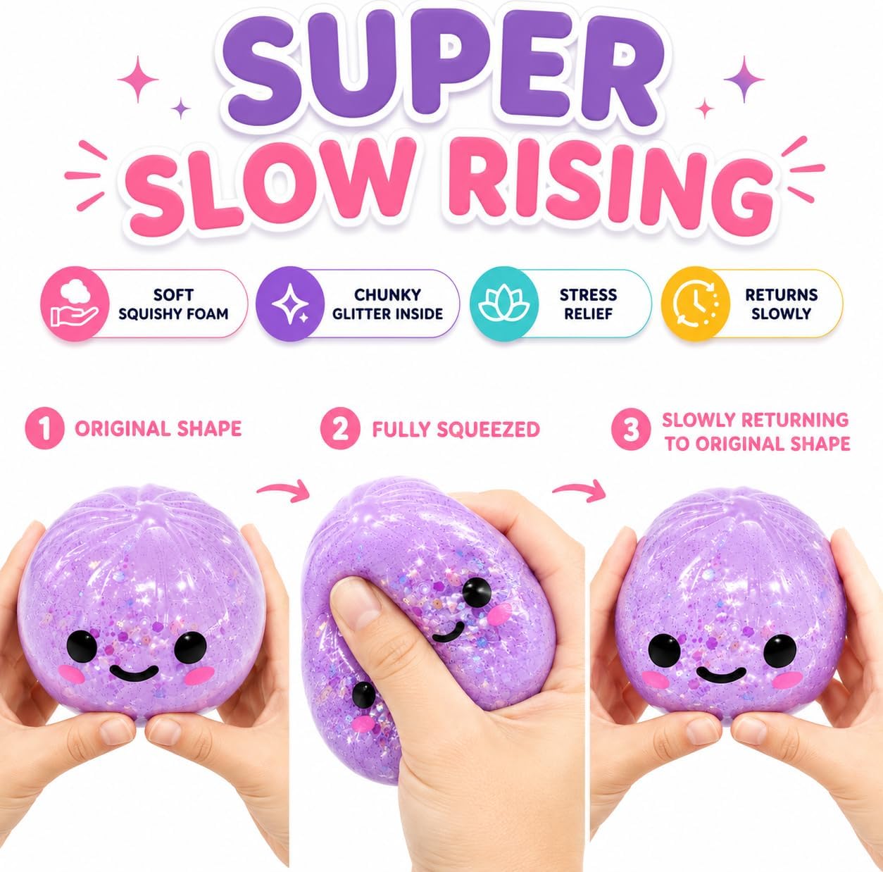 8.5cm Chunky Glitter Dumpling Toy