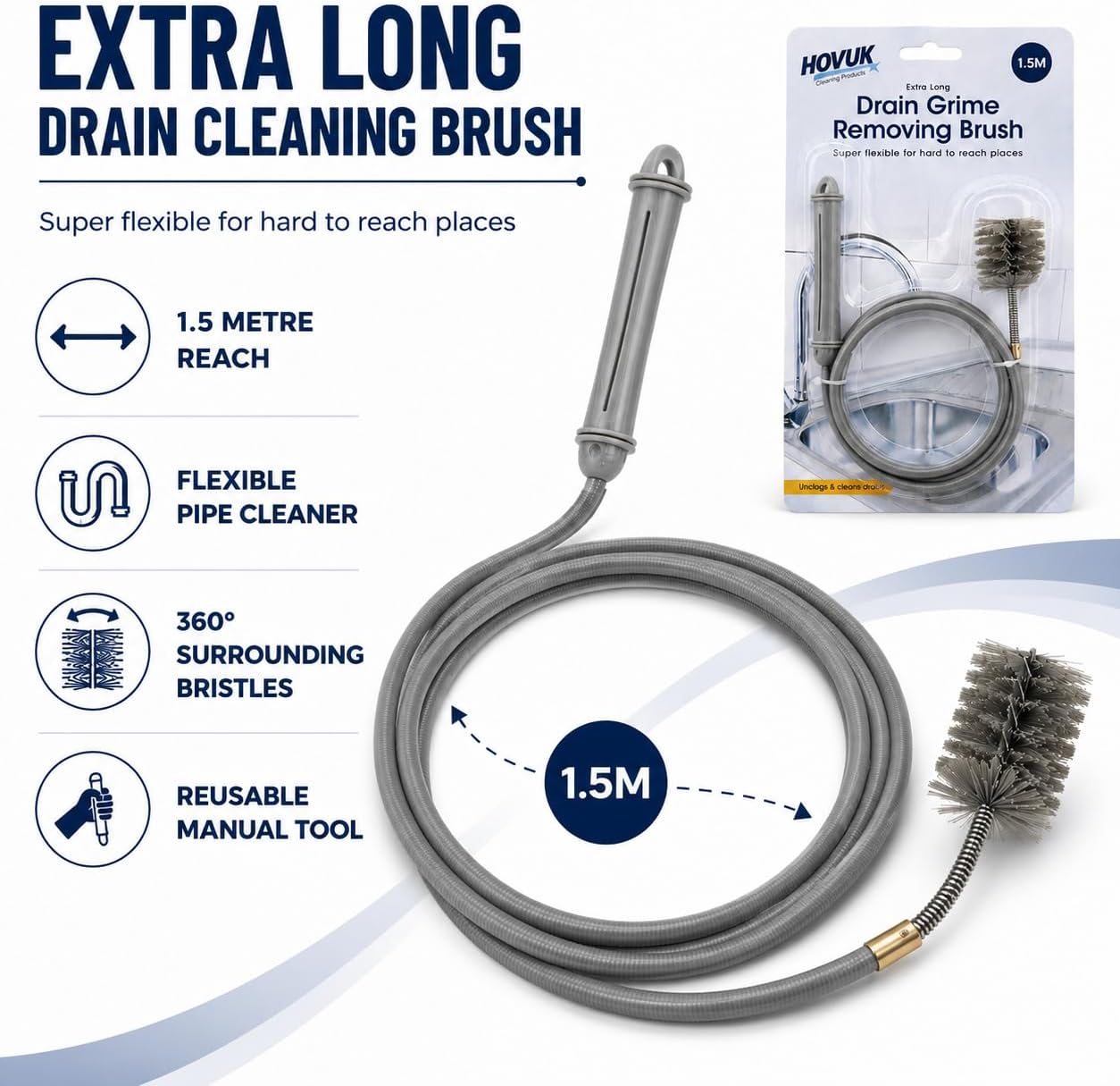 1.5M Long Drain Grime Removing Brush