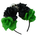 Day Of The Dead Flower Headband Trick Or Treat Fun Green Roses Skull One Size Fits Most Sugar Costume Headpiece