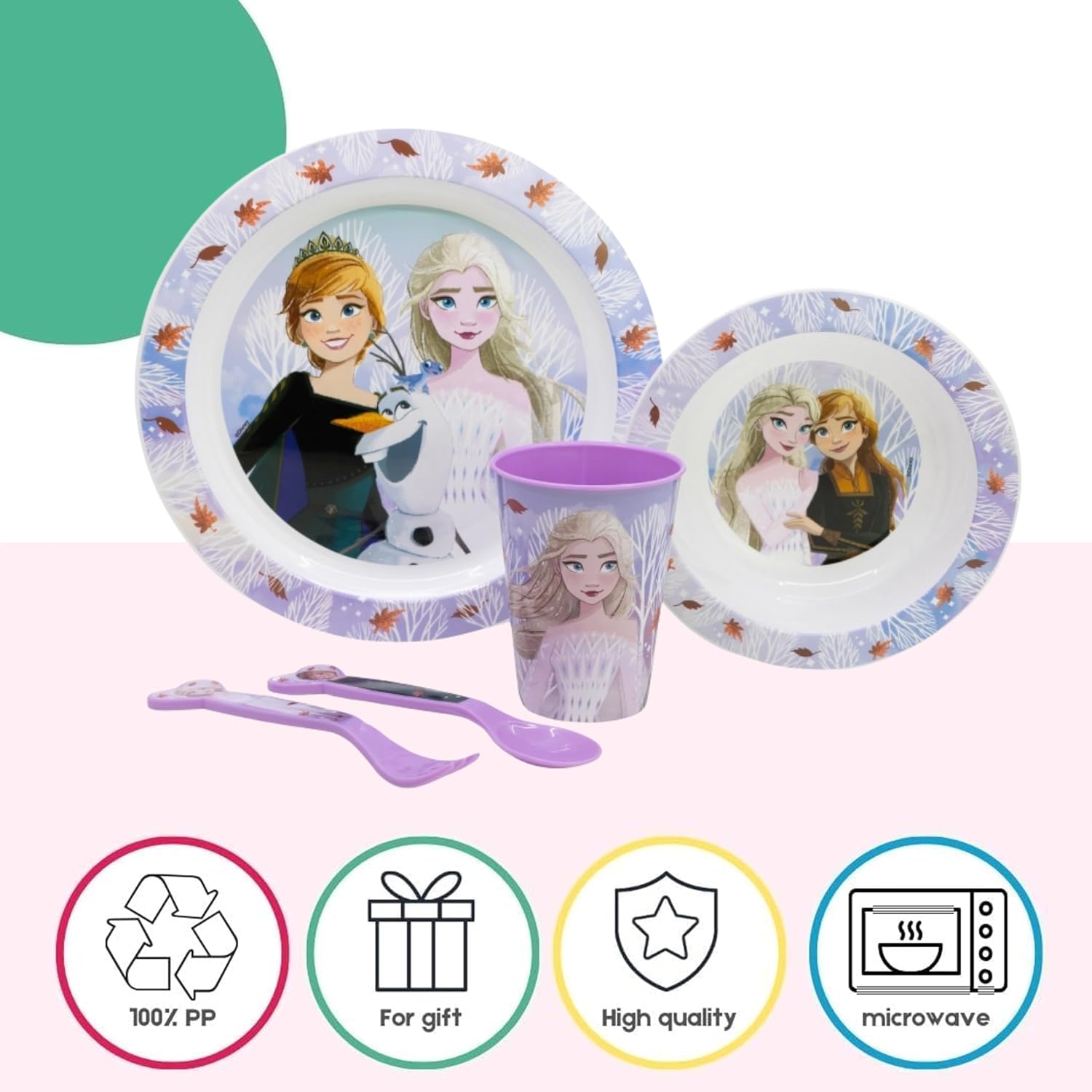 5PC Kids Cartoon Reusable Dinnerware Set