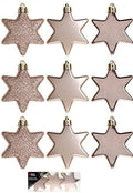 9 Pack 6cm (60mm) Christmas Tree Hanging Stars - Rose gold