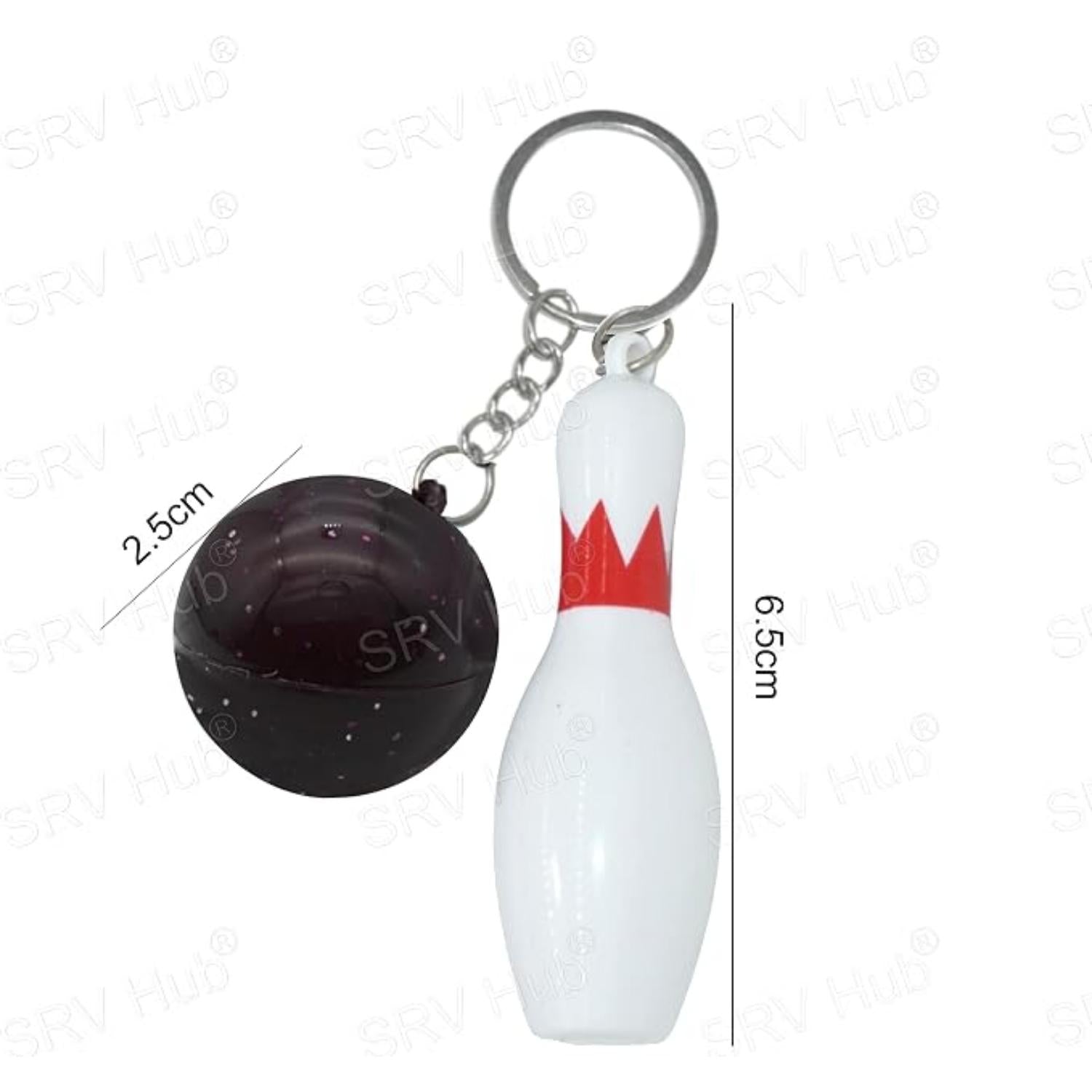 Bowling Pin Attached Ball Keyring - Assorted