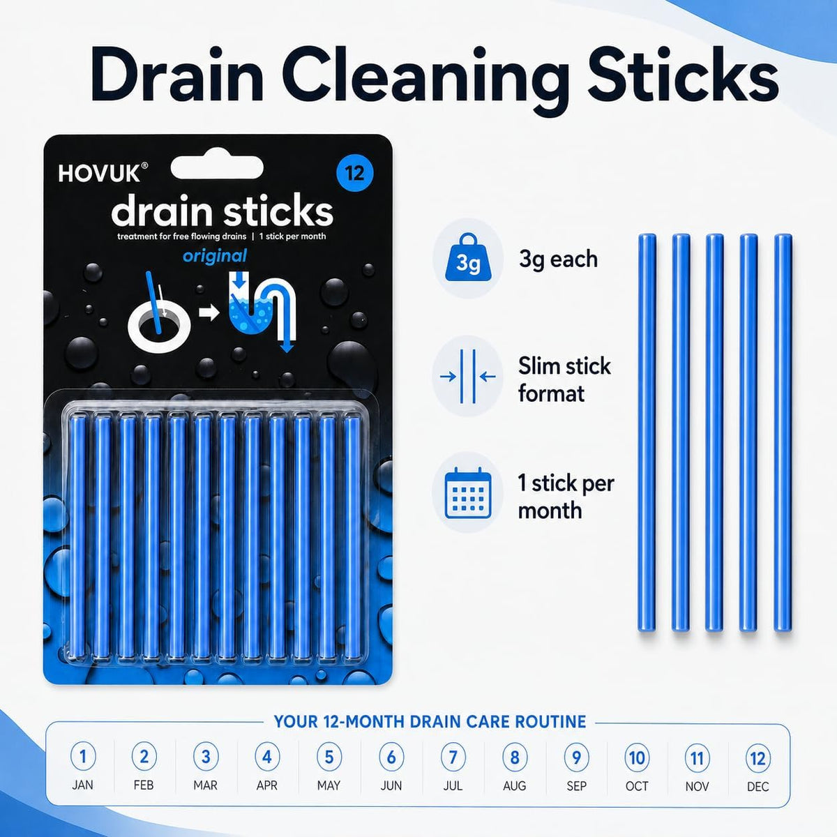 Drain Cleaning Sticks 12PK