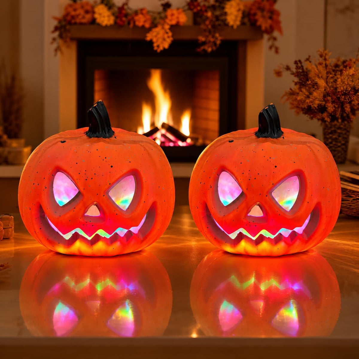 Halloween Pumpkin LED Light Up Decoration 20cm