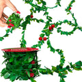 Green Holly Leaf Garland with Red Berries 2m
