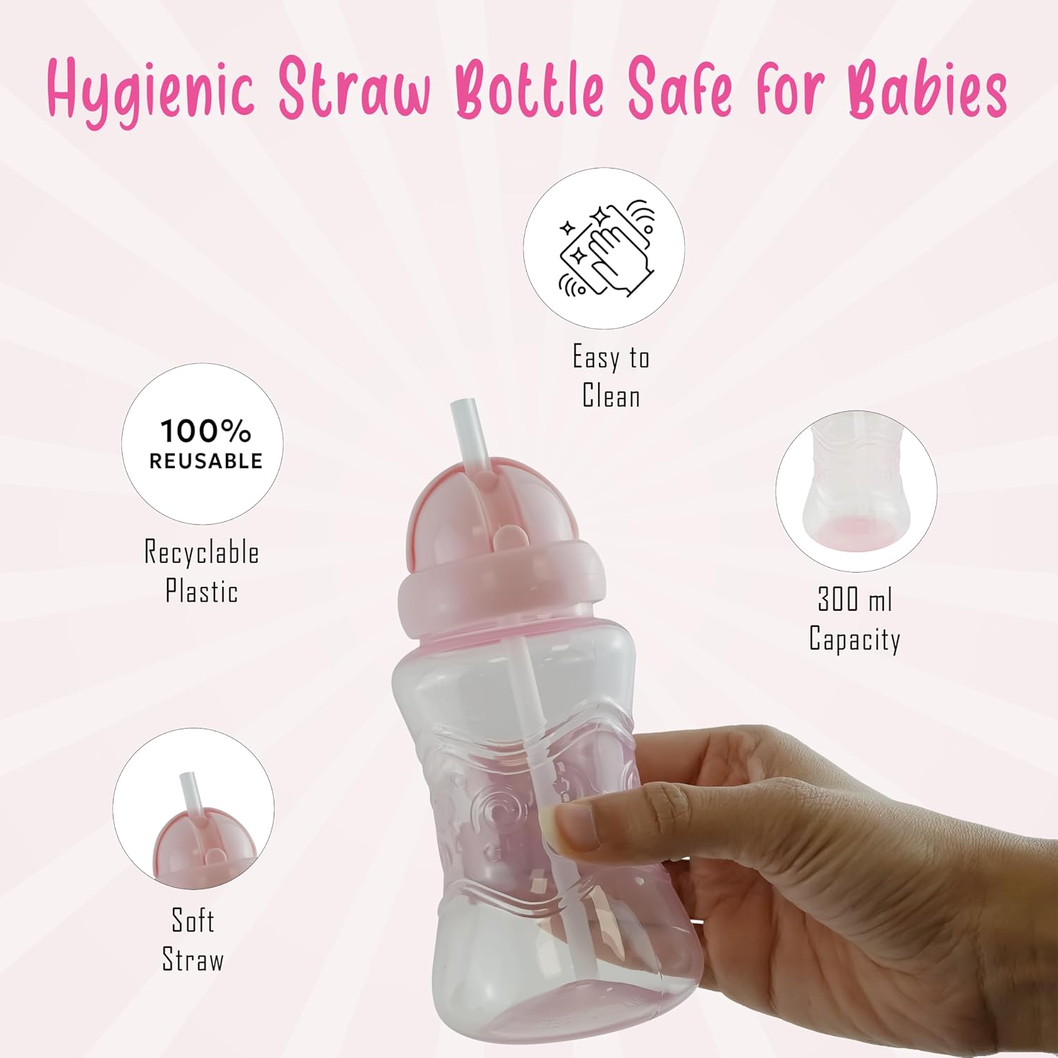 300ml Baby Sippy Cup with Pop-Up Straw 12+m