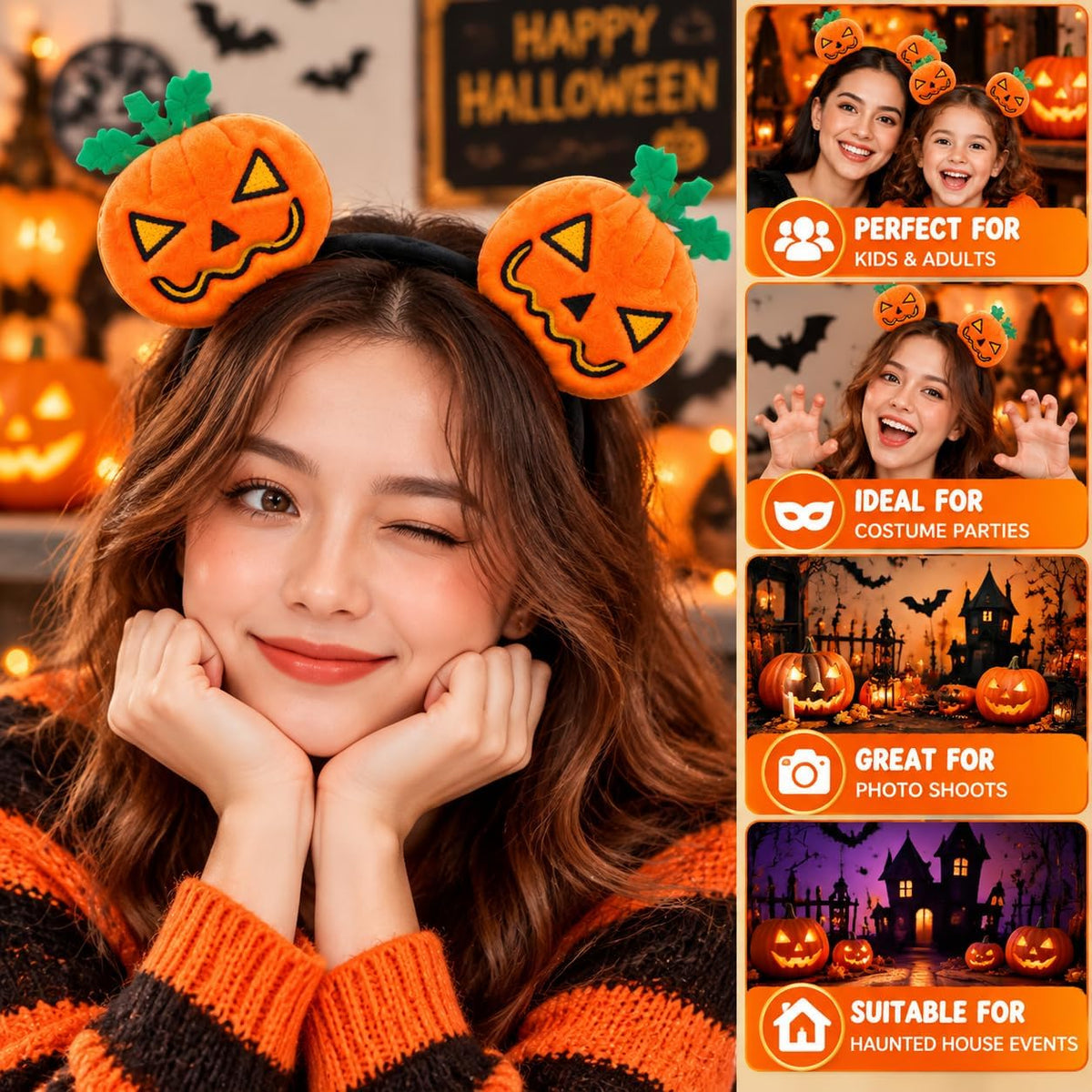19cm Halloween Plush Pumpkin Headband