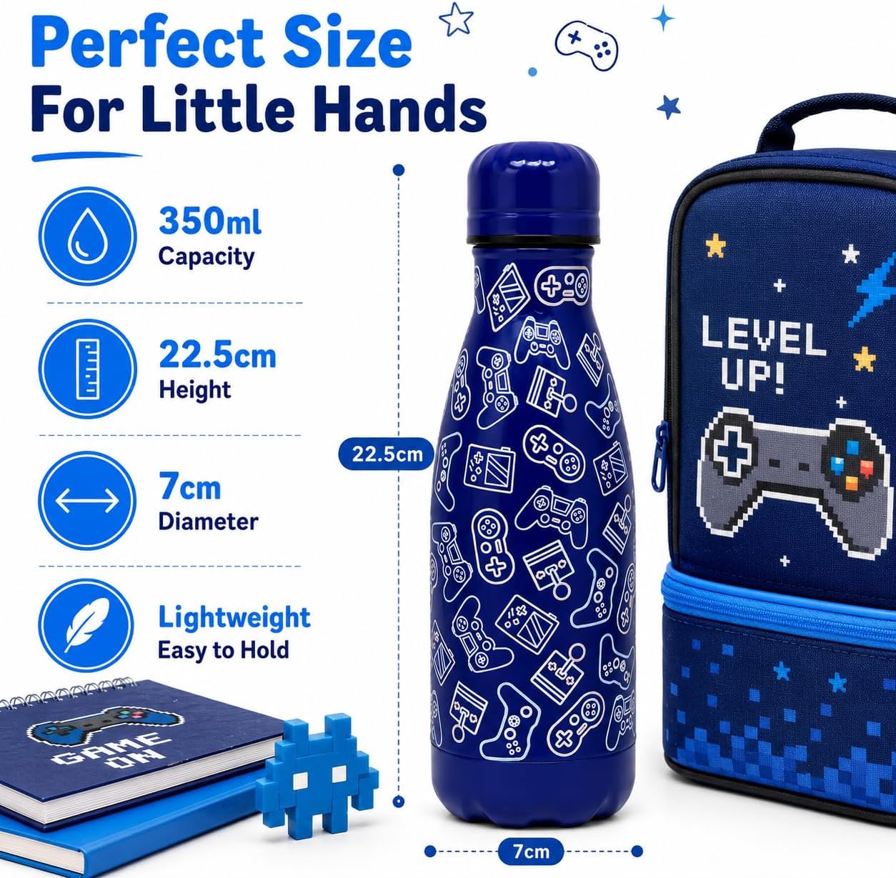 350ml Boys Insulated Metal Water Bottle