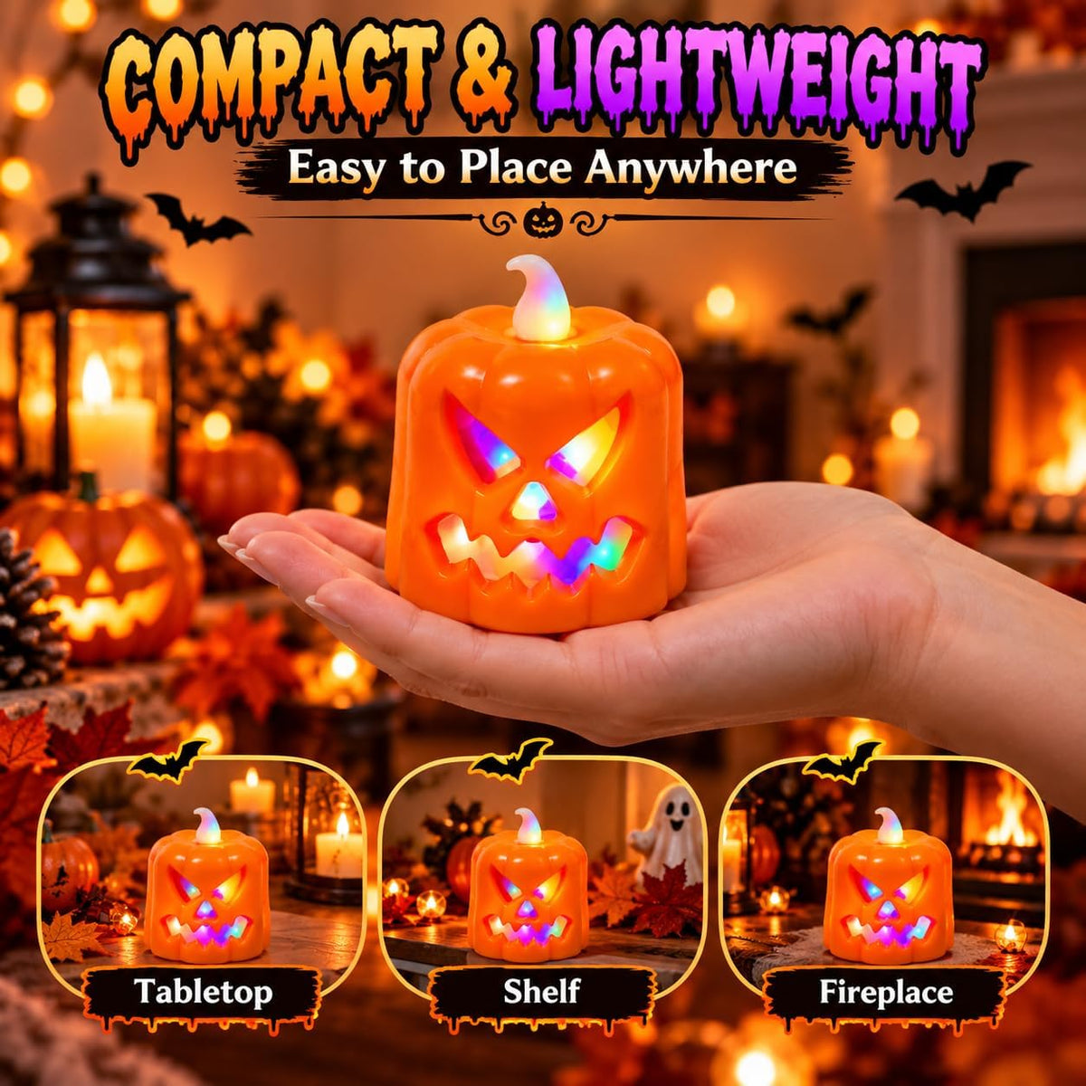 Halloween Pumpkin LED Candle Light 7cm