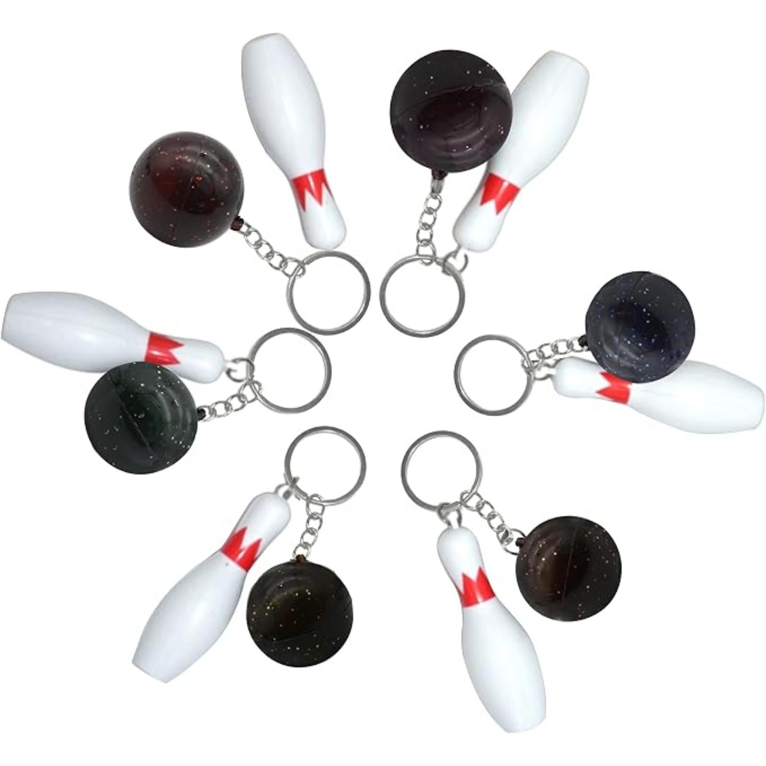 Bowling Pin Attached Ball Keyring - Assorted